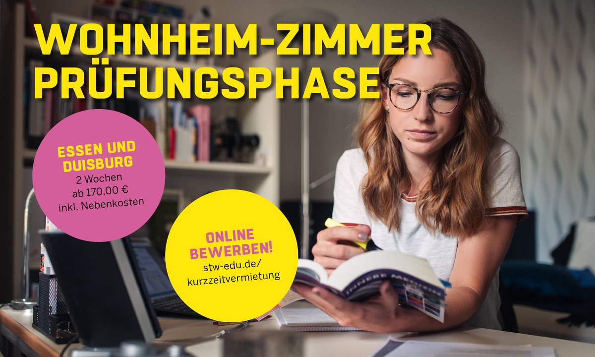 Kurzzeitvermietung für Prüfungsphase